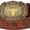 NociHah Men Classic Western Cowboy-Belts - Uni Women'S Vintage Longhorn Bull Pattern Buckle Belts For Jeans (Fit 25"-38") | Belts