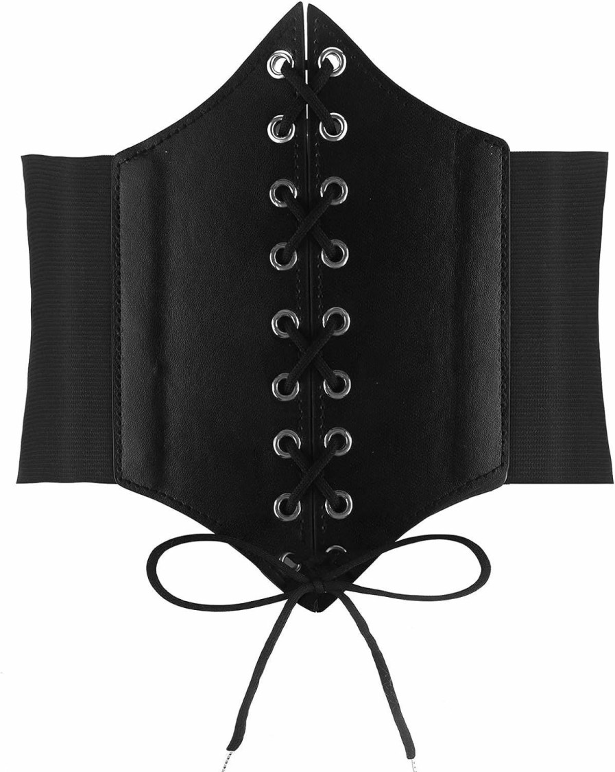 Babycop Corset Belt For Women, Vintage Lace-Up Elastic Waist Belt, Tied Waspie Wide Belt For Halloween Costume | Belts