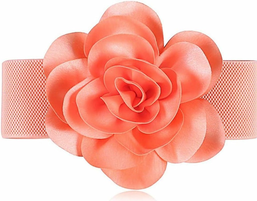 Worry-Free Large Single Rose-Flower Wide Elastic Corset Waist Belt For Women Girls Dress | Belts