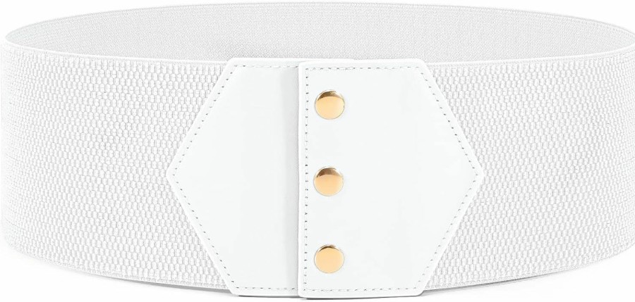 WHIPPY Whippy Women'S Snap-Button Corset Belt Wide Elastic Leather Waist Belt Simple Stretchy Waistband For Dress | Belts