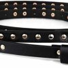 MoYoTo Women'S Fashion Black Double Punk Thin Studded Genuine Leather Jean Belt | Belts