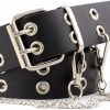 INOGIH Inogih Double-Grommet-Belt Leather Punk-Waist-Belt With Chain For Women Jeans Dresses | Belts