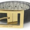 Michael Kors Michael Kors Women'S Rectangle Buckle Reversible Brown To Vanilla Logo Belt | Belts