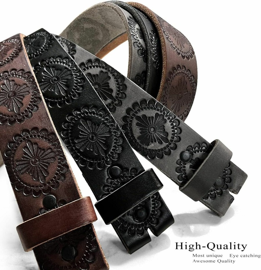 Belts.com Cowboy Cowgirl Western Tooled Floral Embossed Full Grain Genuine Leather Belt Strap 1-1/2"(38Mm) Wide | Belts