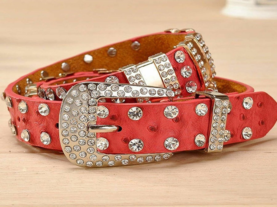 Wemi Tipinoice Women'S Western Cowgirl Rhinestone Studded Bling Belt, Length 41 Inch | Belts