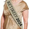 JPACO 2024 Retirement Sash - Celebrate Retirement Luxurious Glitter Sash For Women With Oversized Metal Pin. Perfect For Retirement Parties, & Special Events By Jpaco (Gold 2024) | Belts