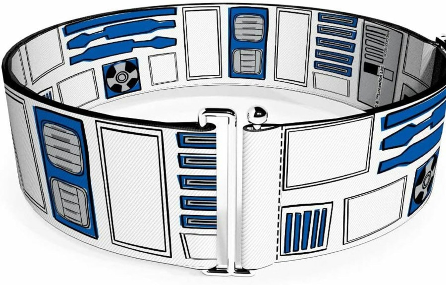 Buckle-Down Buckle-Down Belt Women'S Cinch Star Wars R2D2 Bounding Parts3 White Black Blue Gray Available In Adjustable Sizes | Belts