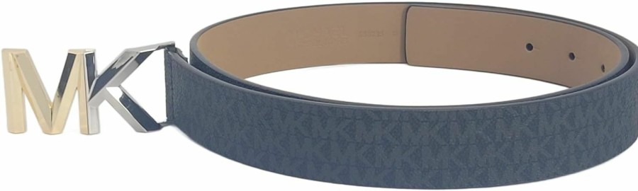 Michael Kors Michael Kors 556295C Black With Silver/Gold Two Tone Hardware Logo Design Leather Women'S Belt | Belts