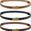 GEEHUA Geehua 3Pcs Women Skinny Leather Belt, Ladies Thin Belt Adjustable Fashion Waist Belt With Gold Buckle For Dress Jeans | Belts