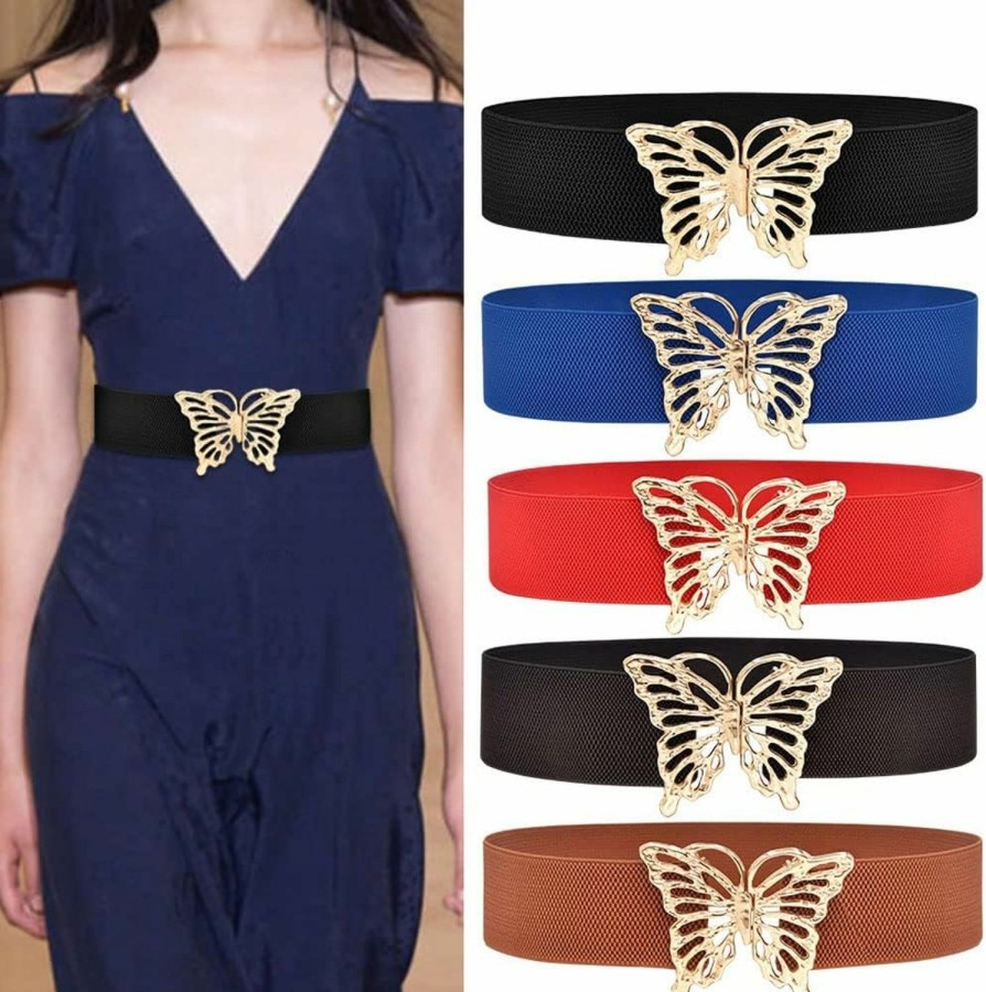 YOU&M You&M Women'S Butterfly Buckle Elastic Waist Belt Stretch Corset For Cute Elegant Sweet Dress Belt Plus Size | Belts