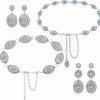 Newtay Newtay 4 Pcs Western Belts For Women Cowgirl Concho Belts Earrings Set Including 2 Metal Turquoise Belts 2 Pairs Dangle Earrings | Belts