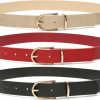 MORELESS 3 Pack Women'S Faux Leather Waist Belt For Jeans Dress Black White Brown | Belts