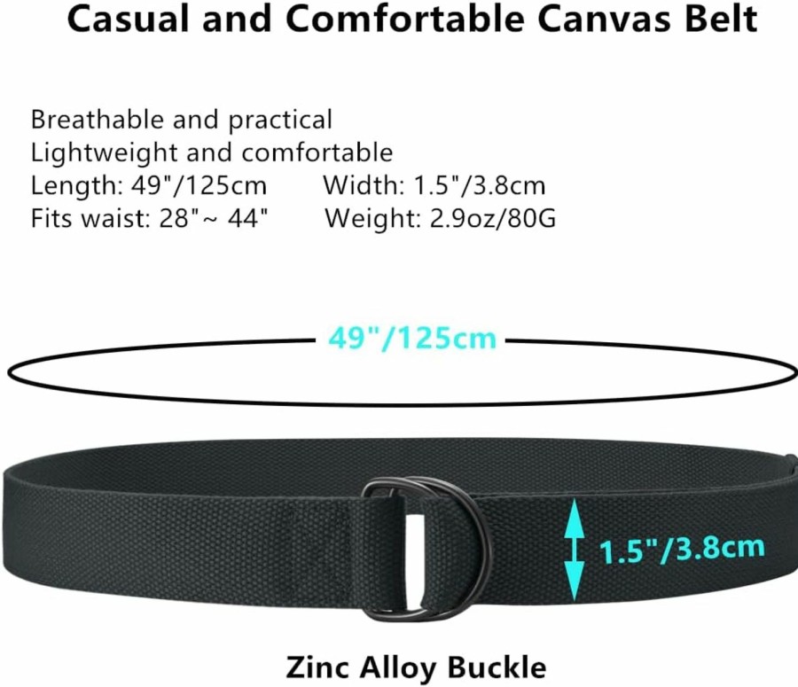 Ginwee Ginwee 5-Packs Canvas Belt Web Fabric Casual Belt With Zinc Alloy Buckle Double D-Ring For Men Women | Belts