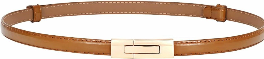 BAOKELAN Baokelan Skinny Leather Belts For Women Slim Waist Belt Patent Leather With Gold Buckle For Dress | Belts