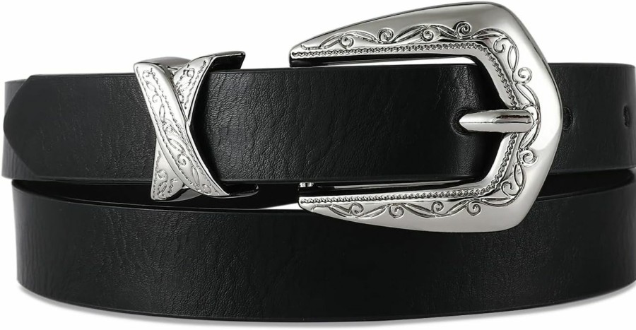 RISANTRY Western Belt For Women Dresses, Ladies Cowgirl Skinny Country Belt For Pants Jeans, Womens Black Thin Belts | Belts