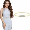 cobee Cobee Women Skinny Metal Waist Belt, Metal Chain Stretch Elastic Waistband, Fashion Rhinestone Dress Belts For Bridal Dressy | Belts