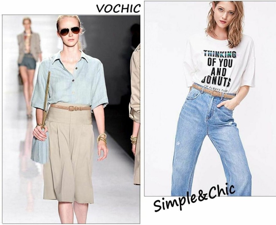 VOCHIC Vochic Trendy Women Leather Skinny Belts For Jeans Pants Thin Dress Waist Belt | Belts