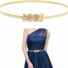 E-Clover E-Clover Vintage Women Gold Metal Skinny Elastic Rose Buckle Dress Waist Belt | Belts