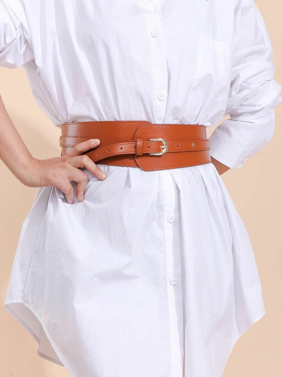 Verdusa Verdusa Women'S Leather Wide Belts Buckle Waist Belt Waistbands | Belts