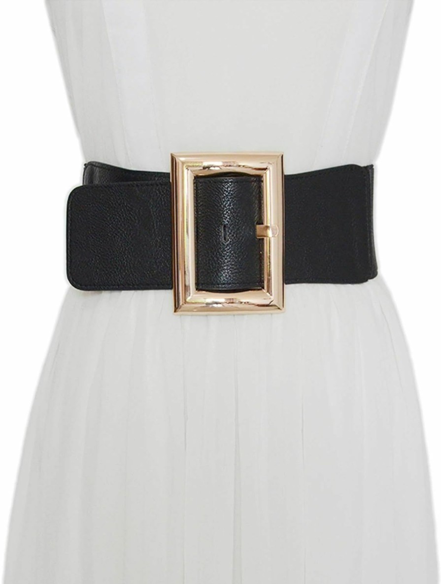 Ayliss Ayliss Women Wide Elastic Dress Belt Stretch Waist Belt Vintage Fashion Cinch Belt Buckle Retro Pu Leather Waistband Cosplay | Belts