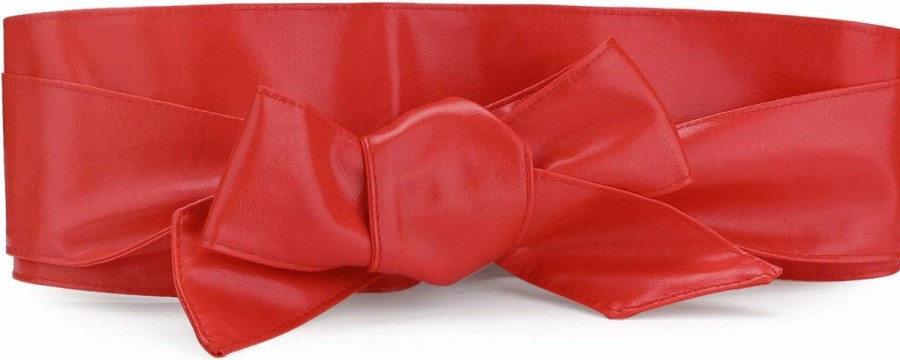 Allegra K Allegra K Ladies Faux Leather Self Tie Bowknot Wide Waist Band Sash Obi Belt For Dresses | Belts