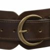 beltiscool Ladies 3" (75 Mm) Wide High Waist Round Disk Linked Braided Cowhide Top Full Grain Leather Belt | Belts