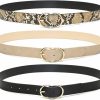 Tanpie 3 Pack Women'S Leather Belts For Jeans Dresses Fashion Gold Buckle Ladies Belt | Belts