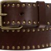 beltiscool Genuine Vintage Retro Circle Studded Leather Belt - Interchangeable Buckle | Belts