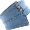 GALPADA Galpada Denim Elastic Waist Belt Womens Skinny Belt Jean Button Denim Dress Women'S Denim Corset Belts High Waist Corset Wide Corset Cinch Belt Decorate Skirt Girl Metal High Waist Belt | Belts