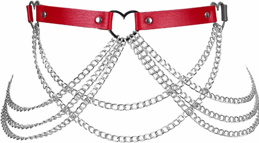 BBOHSS Women'S Body Harness Fashion Leather Belt Punk Belt Adjustable Metal Chain Belt Gothic Carnival Dance Costume | Belts