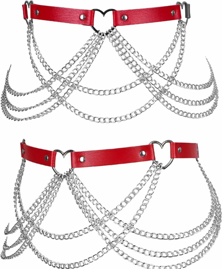 BBOHSS Women'S Body Harness Fashion Leather Belt Punk Belt Adjustable Metal Chain Belt Gothic Carnival Dance Costume | Belts