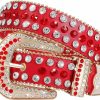 XZQTIVE Xzqtive Rhinestone Studded Western Leather Belt For Men Women Vintage Bling Waist Belts For Pants Jeans | Belts