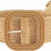 GORGLITTER Gorglitter Women'S Round Buckle Elastic Straw Belts Boho Waist Belt | Belts