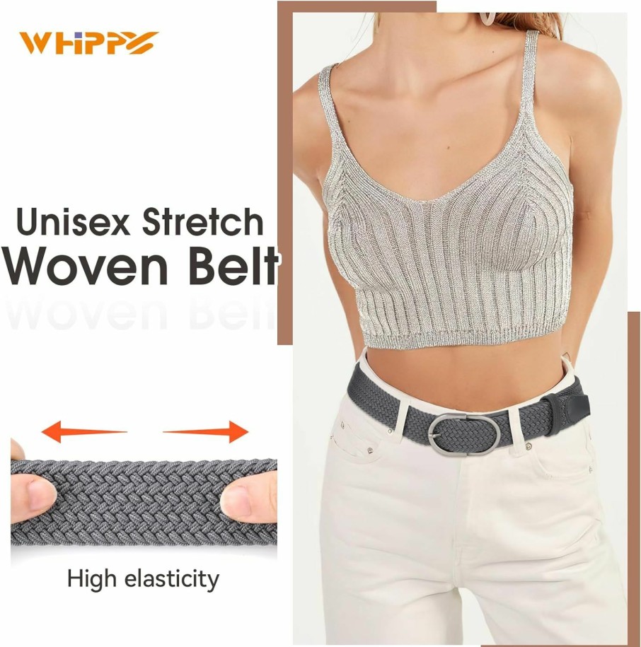 WHIPPY Whippy Braided Woven Stretch Belt Women Men Web Casual Uni Mixed Color Woven Elastic Golf Belts For Jeans Pants | Belts