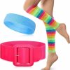 Amazon 80S Workout Costume Halloween Neon Outfit Accessories Set Rainbow Leg Warmers Pink Belt Blue Sweatband For Women Girls | Belts