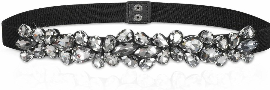 JASGOOD Jasgood Women Rhinestone Waist Belt Beaded Crystal Stretchy Elastic Belt For Dress | Belts