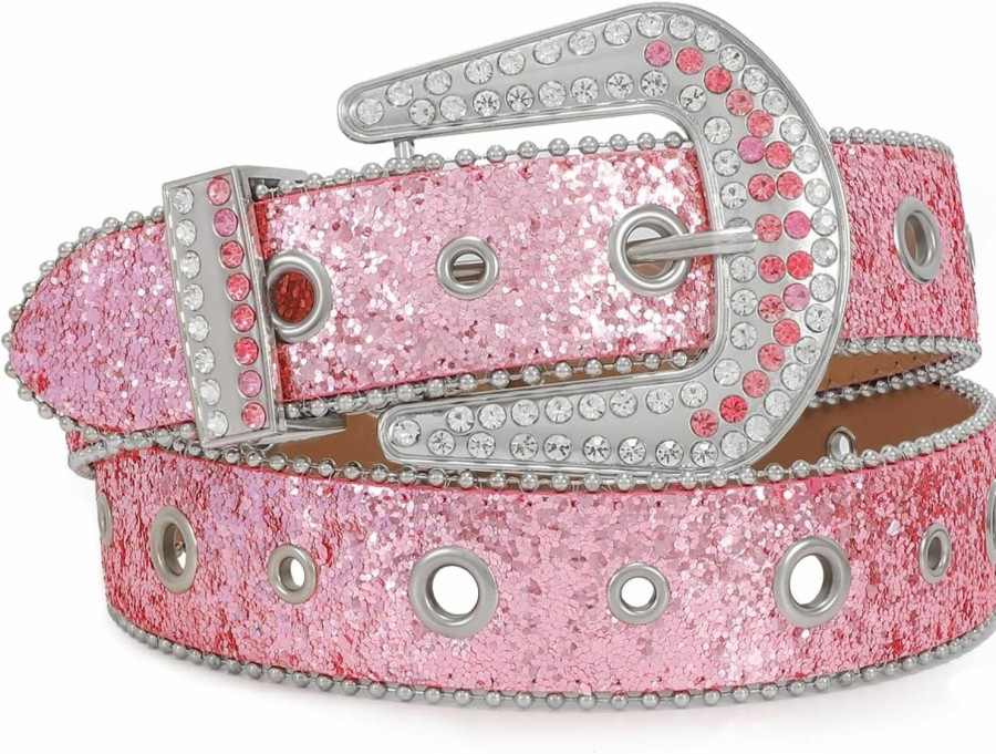 VONMELLI Vonmelli Rhinestone Western Belt For Men Women Cowgirl Cowboy Leather Bling Belt For Jeans Pants | Belts