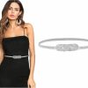 LEACOOLKEY Leacoolkey Women Metal Skinny Belt For Dress Gold Elastic Thin Waist Belt Stretch Dress Belt | Belts