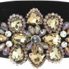 Wriidy Rhinestone Elastic Belt Black Women'S Stretch Belt Gold Girls Wide Crystal Flower Waist Jewelry Accessories For Dress | Belts