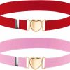 Teaaha Teaaha 2 Pcs Girls Belt, Womens Elastic Belt, Little Girl Belts, Metal Adjustable Belts Love Heart Kids Stretch Belt Elastic Heart Shape Girl Belt For Valentine'S Day, Party, Birthday (Red,Pink) | Belts