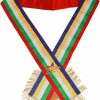 Generic Masonichub Masonic Order Of Eastern Star Oes Sash Five Color With Soft Gold Fringe Side O.E.S Hand Embroidered Star | Belts