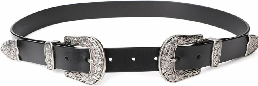 JASGOOD Jasgood Women Leather Belts Ladies Vintage Western Design Black Waist Belt For Pants Jeans Dresses | Belts