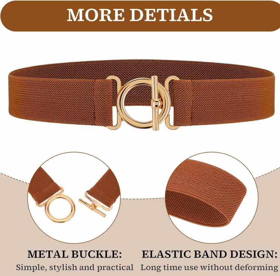 Amaxiu Amaxiu Women Elastic Belt, Invisible Stretch Ladies Belts With Gold Flat Buckle Skinny Waist Belt For Jeans Pants Dresses | Belts