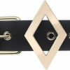 Coolcoco Black Leather Gold Studded Belt With Metal Buckle For Women Girls Cosplay Accessory Outfit | Belts