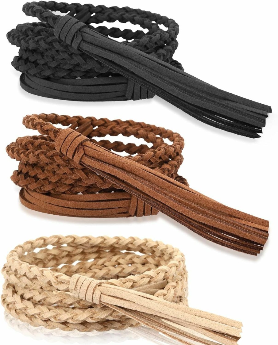 Yolev Yolev 3 Pieces Skinny Tassel Belts For Women Dresses Braided Waist Belt Woven Tassel Chain Belt Rope Belt For Skirt Dress | Belts