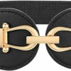 WHIPPY Whippy Women Wide Elastic Waist Belt For Dress Fashion Gold Buckle Stretchy Belts Ladies Waistband 1.38 Inches Width | Belts