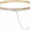 Ayliss Ayliss Women Rhinestone Chain Waist Belt Crystal Wedding Sparkle Waist Belt Skinny Metal Link Chain Dress Party Club | Belts