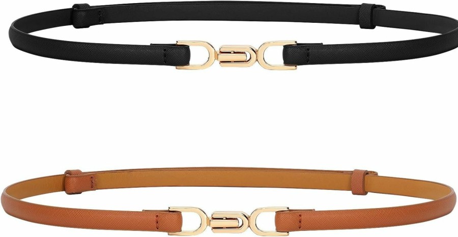 VONMELLI Vonmelli Women'S Leather Skinny Belt For Dress Adjustable Thin Waist Belt For Ladies | Belts