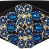 Wriidy Stretch Rhinestone Belt Black Wide Women Blue Belts Elastic Flower Waist Jewelry Accessories For Dress | Belts