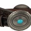 ARIAT Ariat Women'S Western Belt, Turquoise With Tan Floral Embossed Strap, Silver Conchos, 1-1/4" Width, Sizes S-Xl | Belts